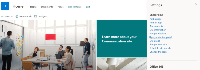 Setting up SharePoint Home Site